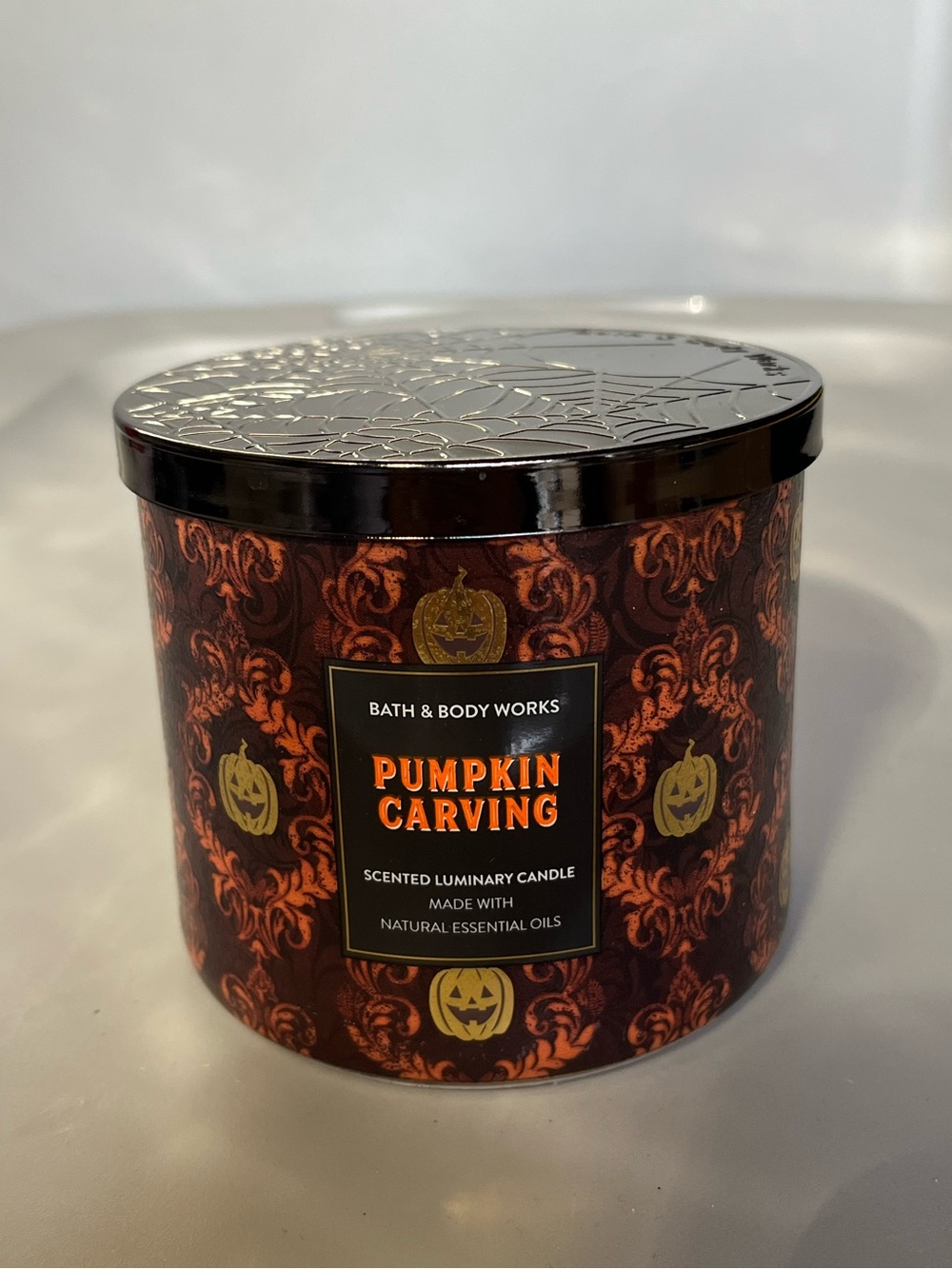 Bath & Body Works Pumpkin Carving Scented Luminary Candle - Orange & Black